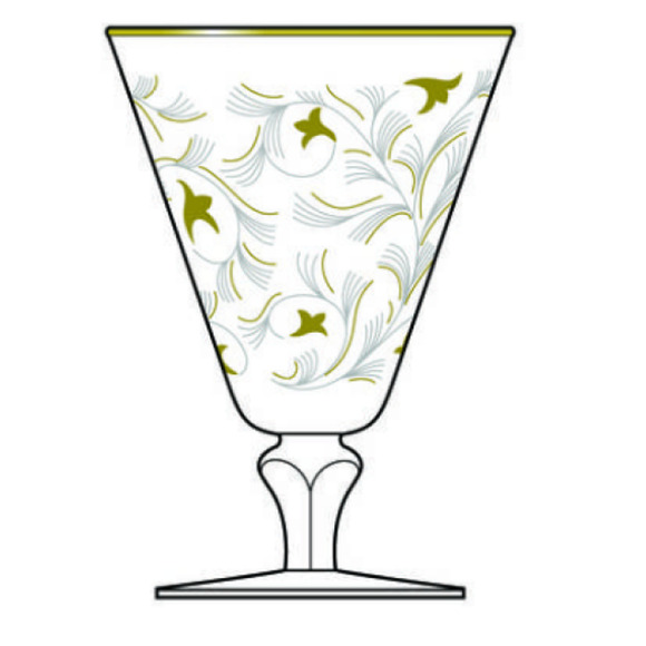 VTG Mid-Century Libbey Royal Fern Set (4) WINE / WATER GLASS Stem 3004 Gold Leaf - Picture 2 of 6